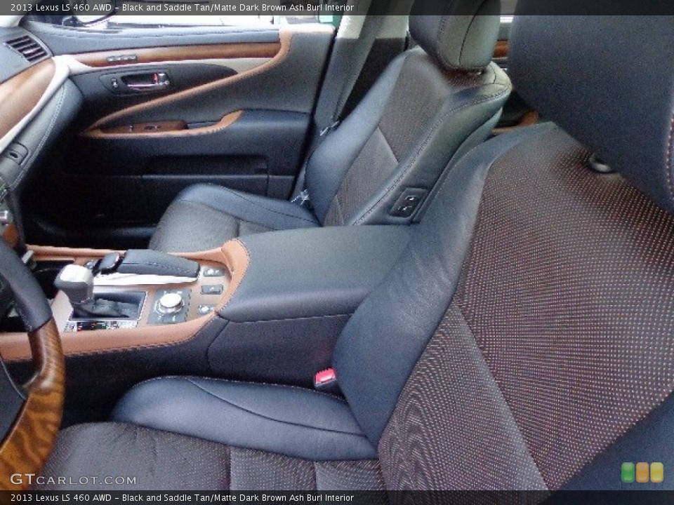 Black and Saddle Tan/Matte Dark Brown Ash Burl Interior Front Seat for the 2013 Lexus LS 460 AWD #74247754