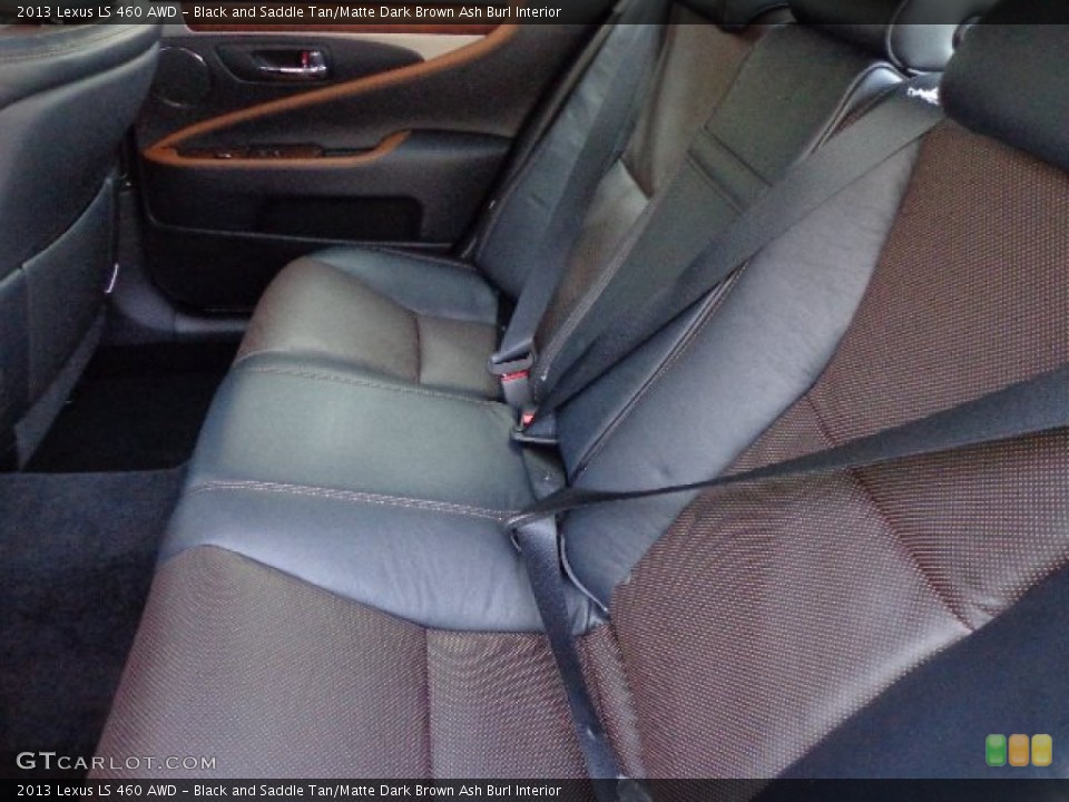 Black and Saddle Tan/Matte Dark Brown Ash Burl Interior Rear Seat for the 2013 Lexus LS 460 AWD #74247777