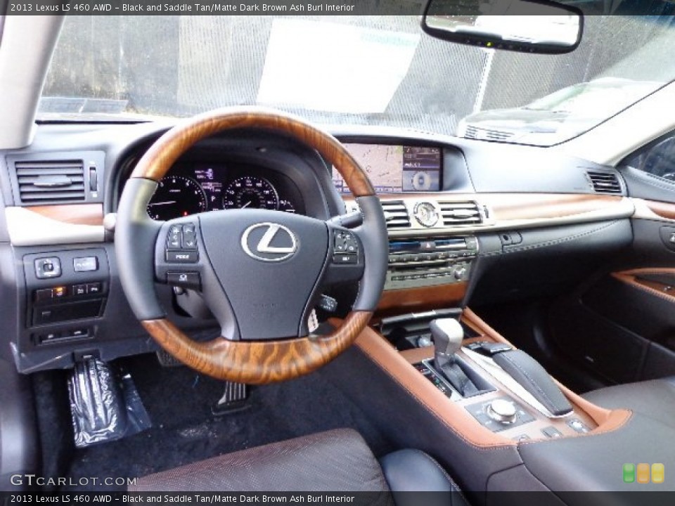 Black and Saddle Tan/Matte Dark Brown Ash Burl Interior Photo for the 2013 Lexus LS 460 AWD #74247785