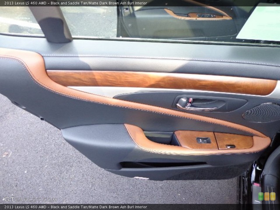 Black and Saddle Tan/Matte Dark Brown Ash Burl Interior Door Panel for the 2013 Lexus LS 460 AWD #74247802