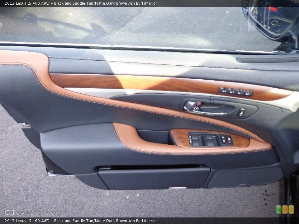 Black and Saddle Tan/Matte Dark Brown Ash Burl Interior Door Panel for the 2013 Lexus LS 460 AWD #74247820