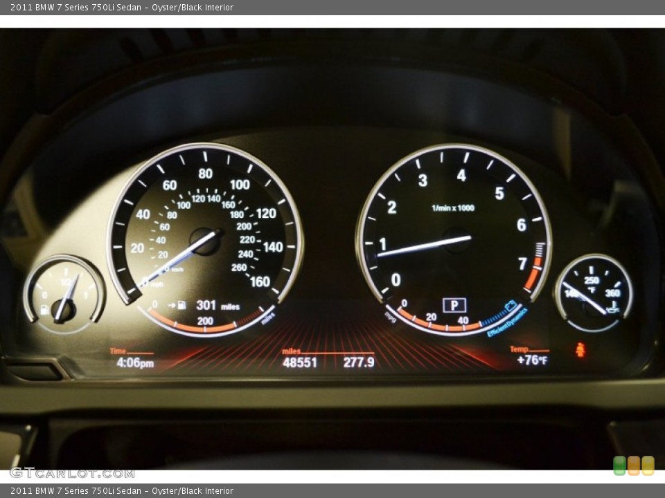 Oyster/Black Interior Gauges for the 2011 BMW 7 Series 750Li Sedan #74251455