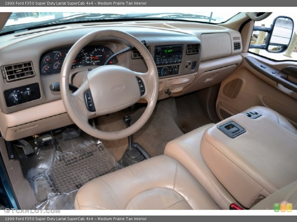 Medium Prairie Tan Interior Dashboard for the 1999 Ford F350 Super Duty Lariat SuperCab 4x4 #74252176