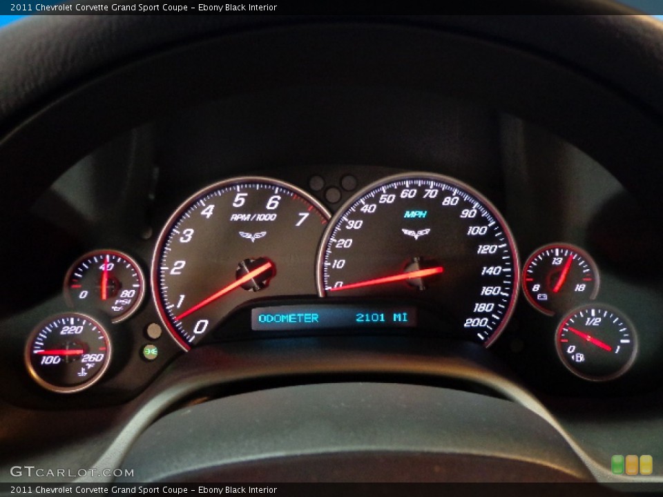 Ebony Black Interior Gauges for the 2011 Chevrolet Corvette Grand Sport Coupe #74254393