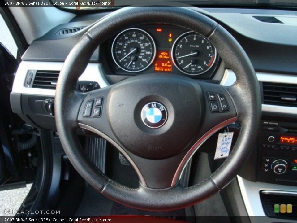 Coral Red/Black Interior Steering Wheel for the 2007 BMW 3 Series 328xi Coupe #74269681