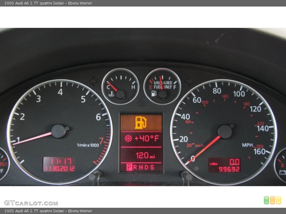 Ebony Interior Gauges for the 2003 Audi A6 2.7T quattro Sedan #74271181