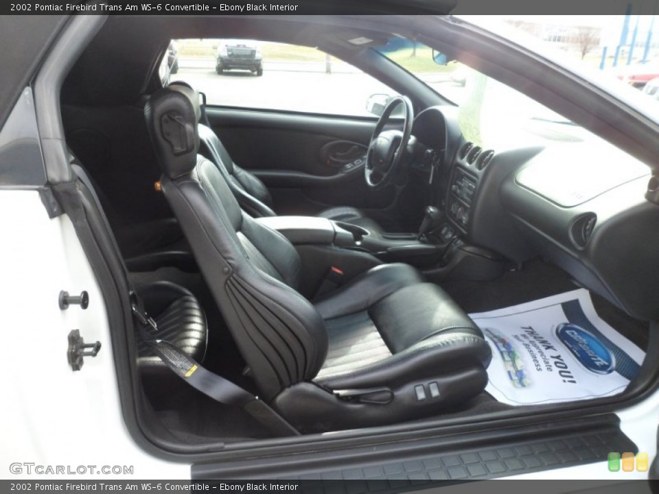 Ebony Black Interior Photo for the 2002 Pontiac Firebird Trans Am WS-6 Convertible #74271943