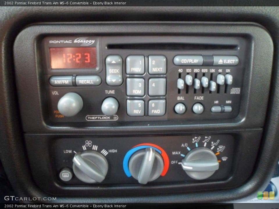 Ebony Black Interior Controls for the 2002 Pontiac Firebird Trans Am WS-6 Convertible #74272064