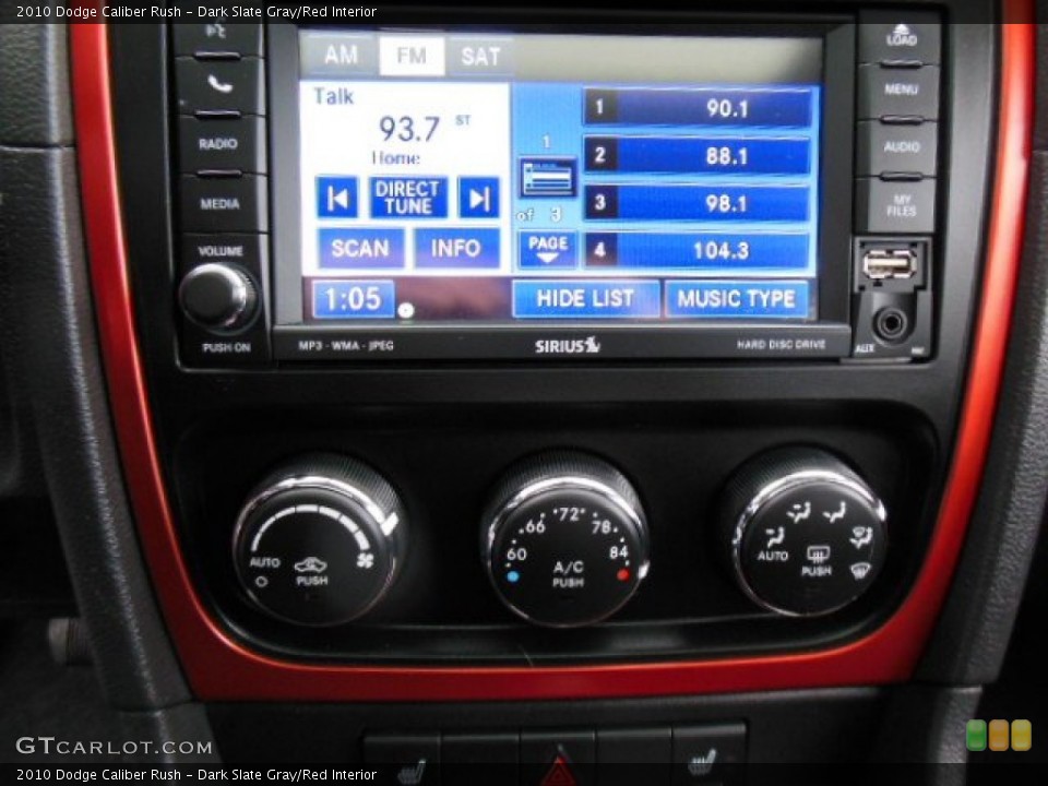 Dark Slate Gray/Red Interior Controls for the 2010 Dodge Caliber Rush #74284957