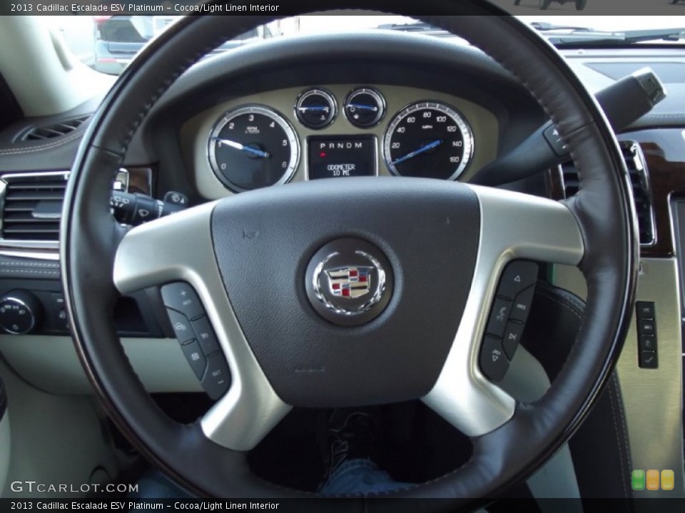 Cocoa/Light Linen Interior Steering Wheel for the 2013 Cadillac Escalade ESV Platinum #74288680