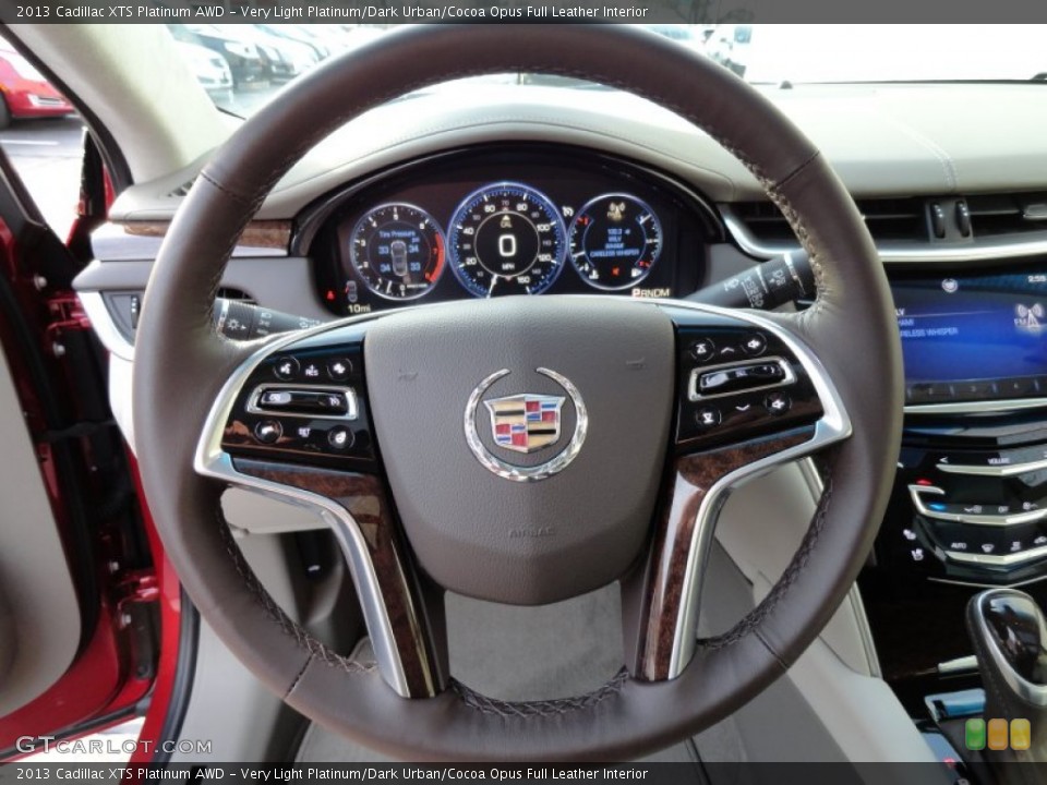 Very Light Platinum/Dark Urban/Cocoa Opus Full Leather Interior Steering Wheel for the 2013 Cadillac XTS Platinum AWD #74293387