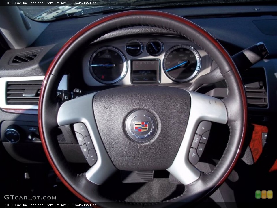 Ebony Interior Steering Wheel for the 2013 Cadillac Escalade Premium AWD #74301574