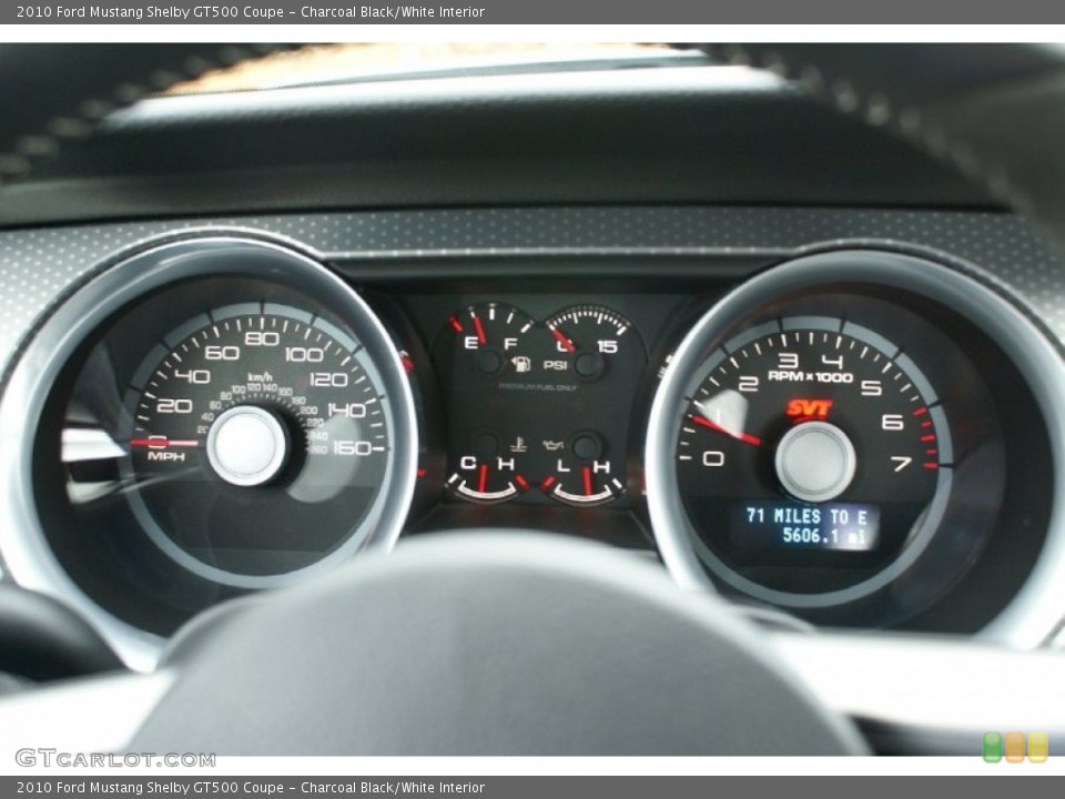 Charcoal Black/White Interior Gauges for the 2010 Ford Mustang Shelby GT500 Coupe #74319908