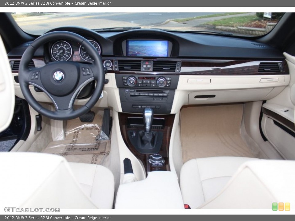 Cream Beige Interior Dashboard for the 2012 BMW 3 Series 328i Convertible #74330528