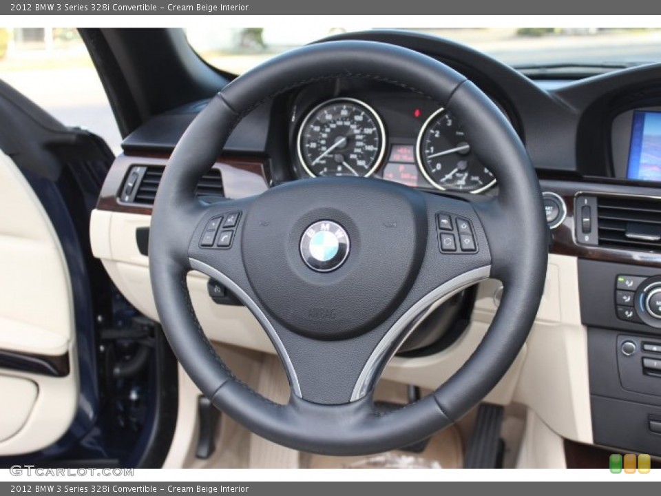 Cream Beige Interior Steering Wheel for the 2012 BMW 3 Series 328i Convertible #74330597