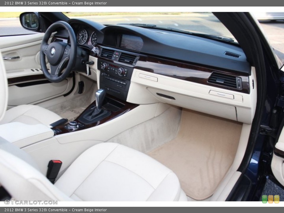 Cream Beige Interior Dashboard for the 2012 BMW 3 Series 328i Convertible #74330756