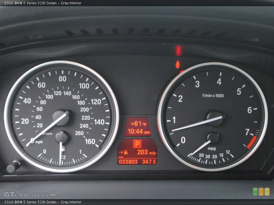 Gray Interior Gauges for the 2010 BMW 5 Series 528i Sedan #74341445