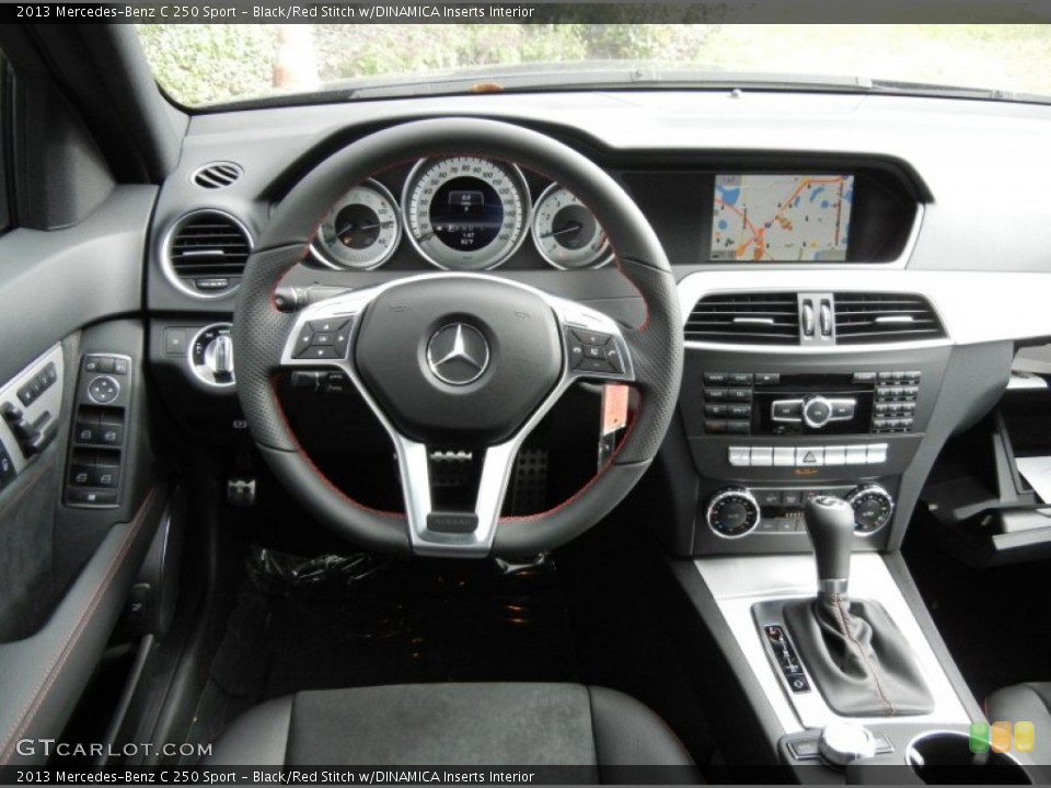 Black/Red Stitch w/DINAMICA Inserts Interior Dashboard for the 2013 Mercedes-Benz C 250 Sport #74345158