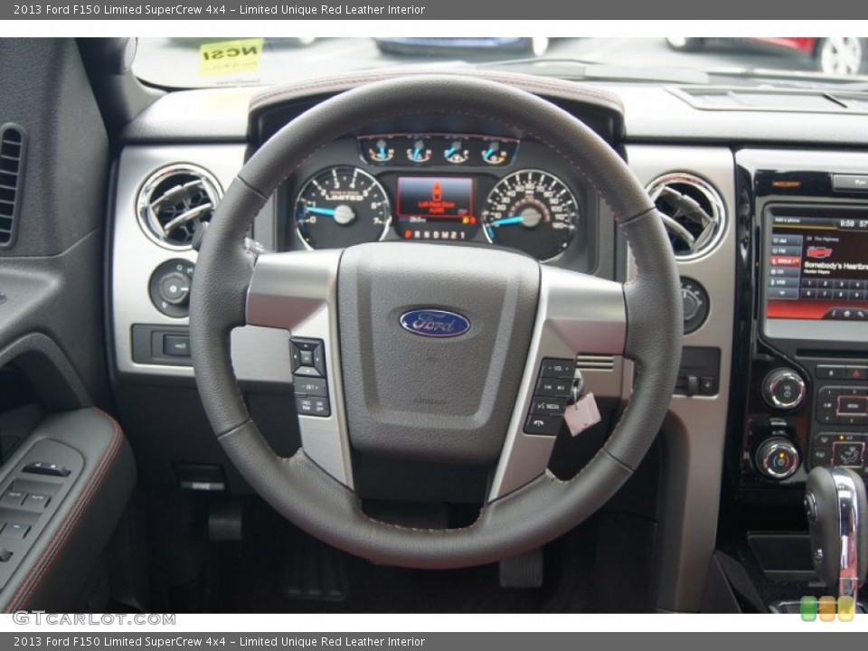 Limited Unique Red Leather Interior Steering Wheel for the 2013 Ford F150 Limited SuperCrew 4x4 #74345699