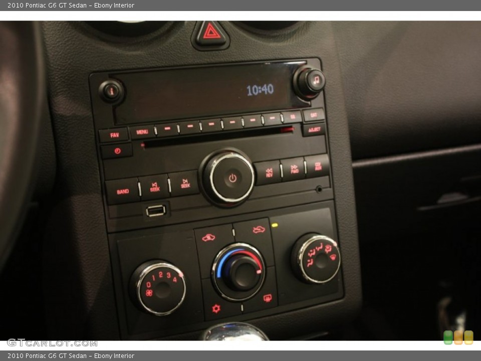 Ebony Interior Controls for the 2010 Pontiac G6 GT Sedan #74350751