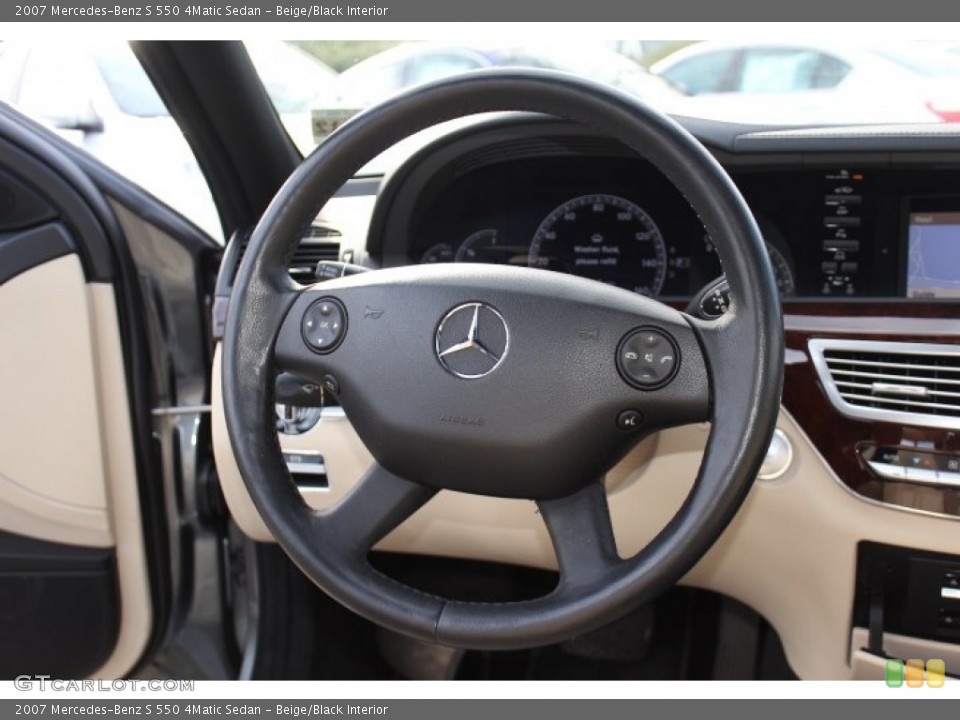 Beige/Black Interior Steering Wheel for the 2007 Mercedes-Benz S 550 4Matic Sedan #74377651