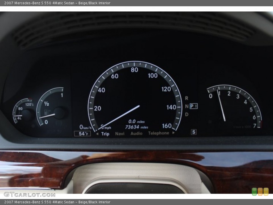 Beige/Black Interior Gauges for the 2007 Mercedes-Benz S 550 4Matic Sedan #74377672