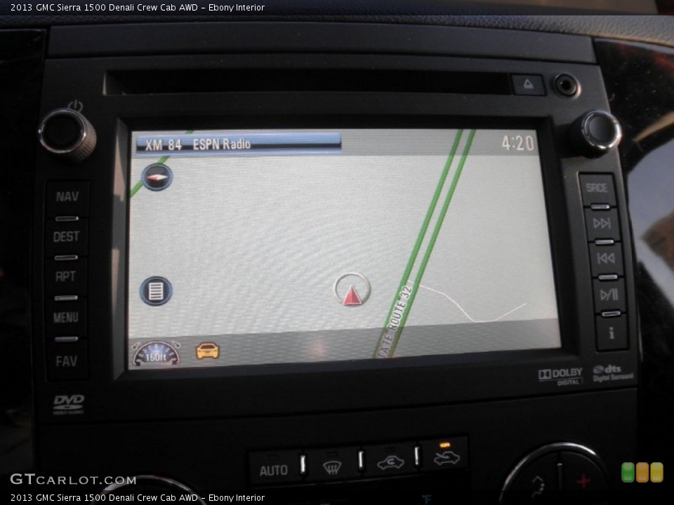Ebony Interior Navigation for the 2013 GMC Sierra 1500 Denali Crew Cab AWD #74380101