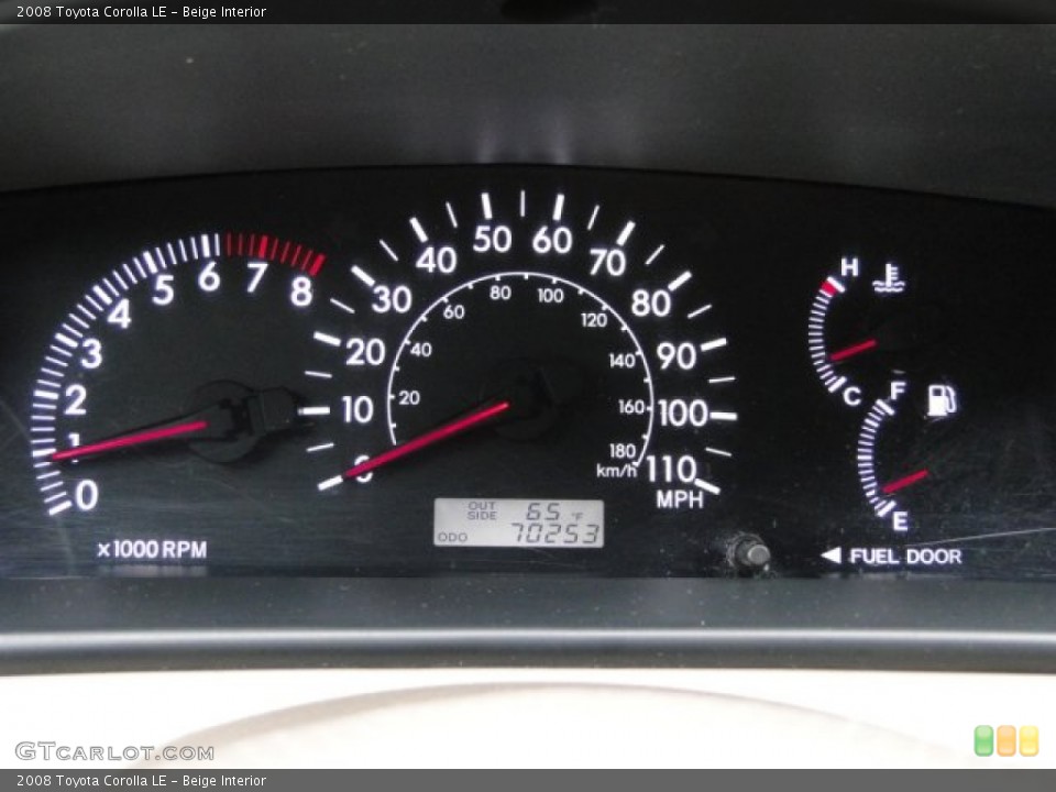 Beige Interior Gauges for the 2008 Toyota Corolla LE #74414000