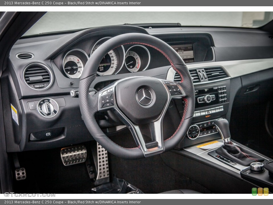 Black/Red Stitch w/DINAMICA Inserts Interior Steering Wheel for the 2013 Mercedes-Benz C 250 Coupe #74415750