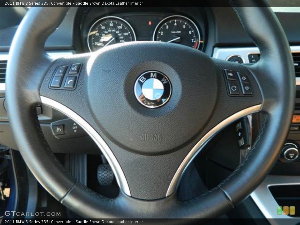 Saddle Brown Dakota Leather Interior Steering Wheel for the 2011 BMW 3 Series 335i Convertible #74419624