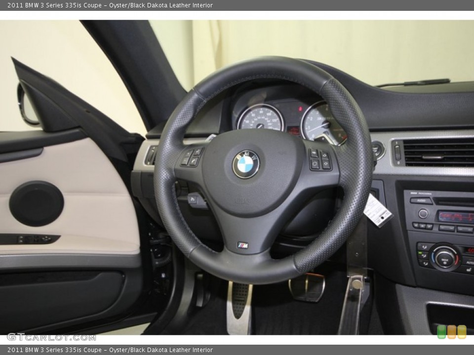 Oyster/Black Dakota Leather Interior Steering Wheel for the 2011 BMW 3 Series 335is Coupe #74432797