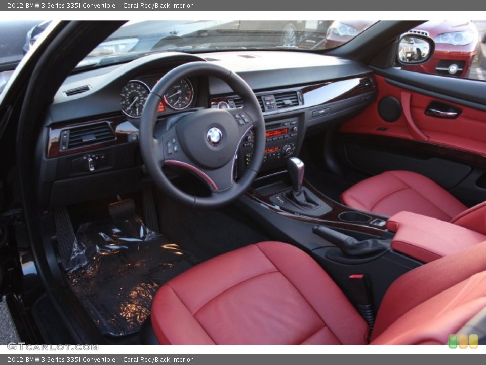 Coral Red/Black Interior Prime Interior for the 2012 BMW 3 Series 335i Convertible #74436206