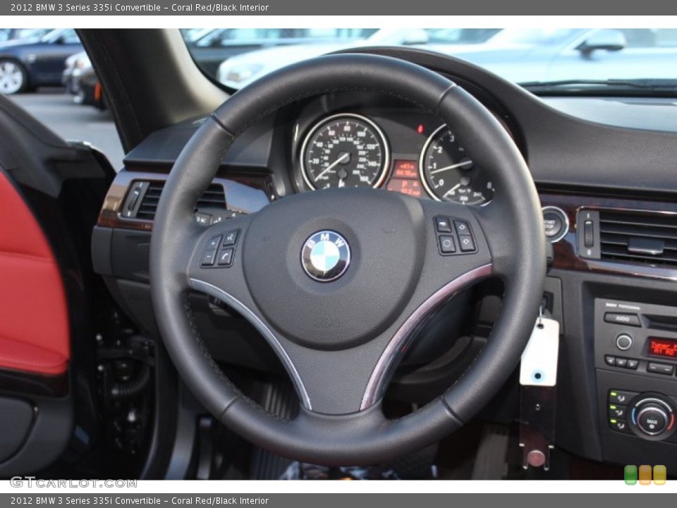 Coral Red/Black Interior Steering Wheel for the 2012 BMW 3 Series 335i Convertible #74436328
