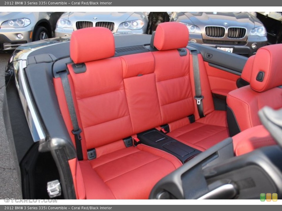 Coral Red/Black Interior Rear Seat for the 2012 BMW 3 Series 335i Convertible #74436425