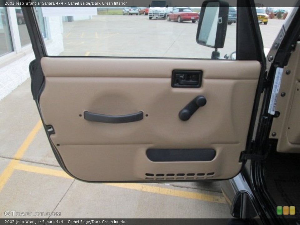Camel Beige/Dark Green Interior Door Panel for the 2002 Jeep Wrangler Sahara 4x4 #74455197
