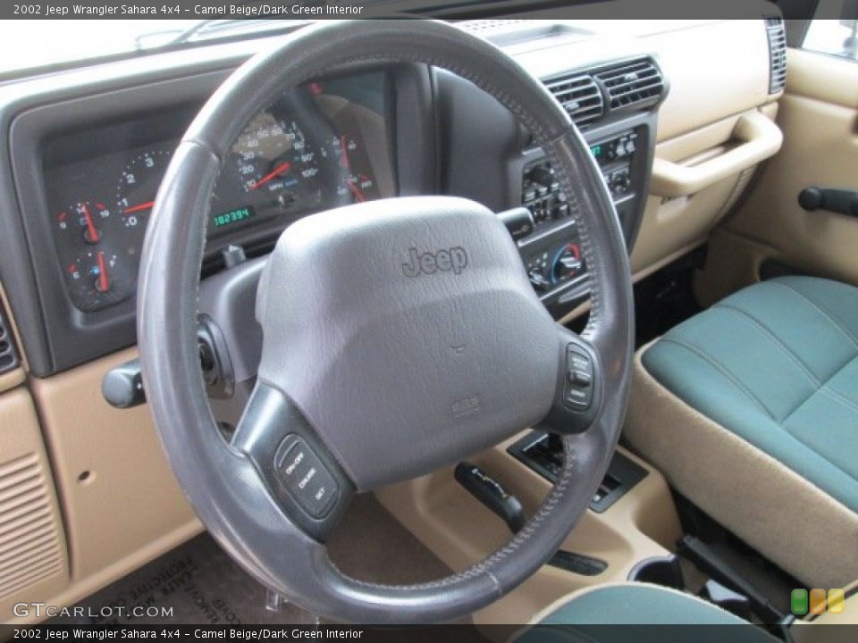 Camel Beige/Dark Green Interior Steering Wheel for the 2002 Jeep Wrangler Sahara 4x4 #74455238