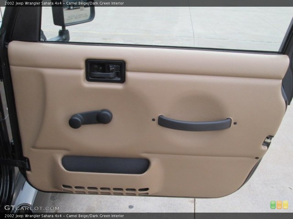 Camel Beige/Dark Green Interior Door Panel for the 2002 Jeep Wrangler Sahara 4x4 #74455316