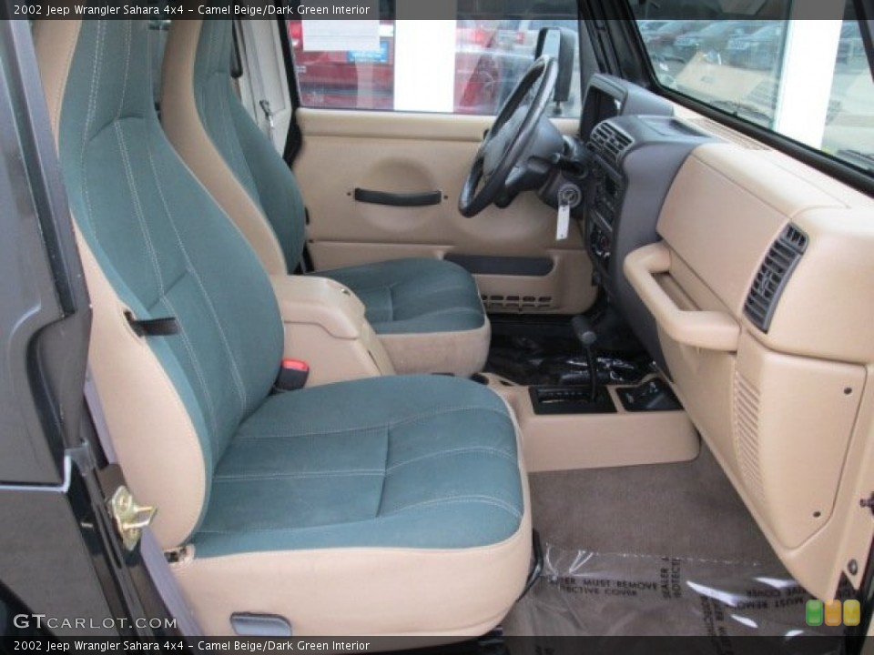Camel Beige/Dark Green Interior Front Seat for the 2002 Jeep Wrangler Sahara 4x4 #74455328