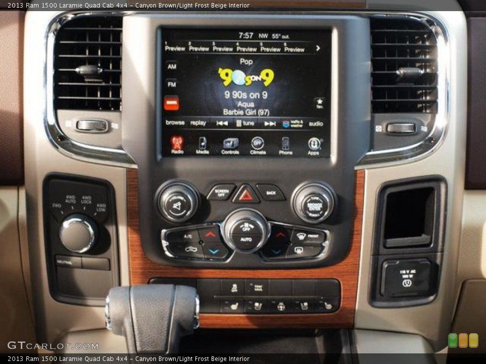 Canyon Brown/Light Frost Beige Interior Controls for the 2013 Ram 1500 Laramie Quad Cab 4x4 #74456264