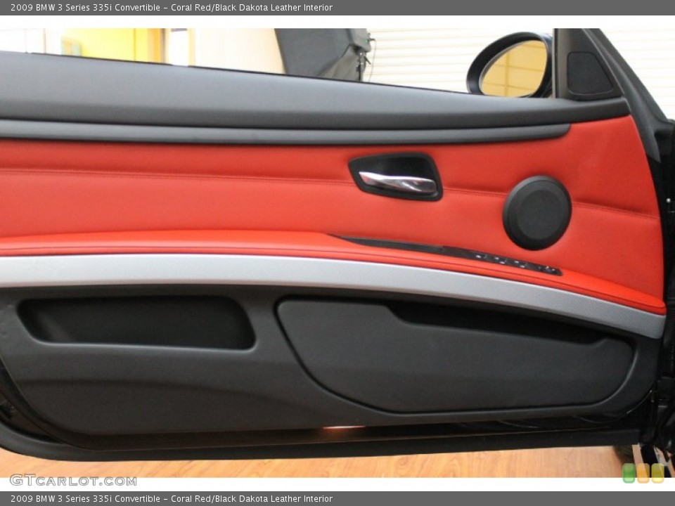 Coral Red/Black Dakota Leather Interior Door Panel for the 2009 BMW 3 Series 335i Convertible #74461159
