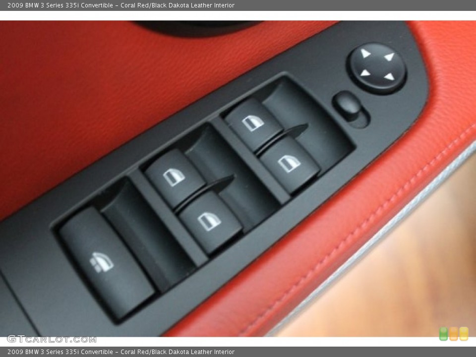 Coral Red/Black Dakota Leather Interior Controls for the 2009 BMW 3 Series 335i Convertible #74461202