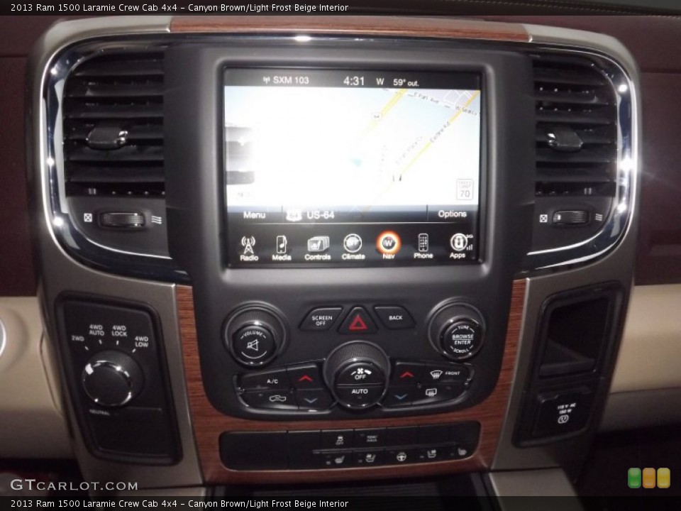 Canyon Brown/Light Frost Beige Interior Controls for the 2013 Ram 1500 Laramie Crew Cab 4x4 #74508871