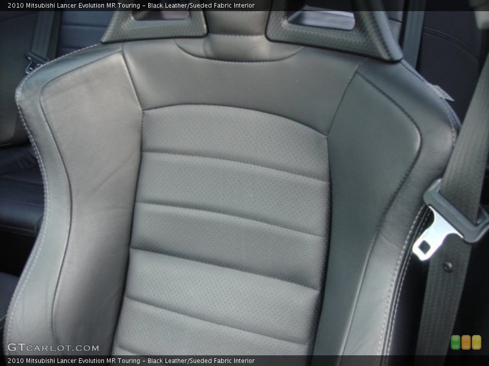 Black Leather/Sueded Fabric Interior Front Seat for the 2010 Mitsubishi Lancer Evolution MR Touring #74526872