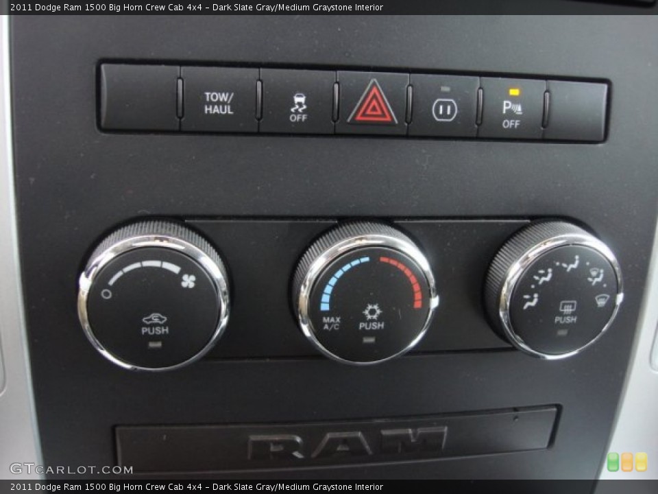 Dark Slate Gray/Medium Graystone Interior Controls for the 2011 Dodge Ram 1500 Big Horn Crew Cab 4x4 #74537643