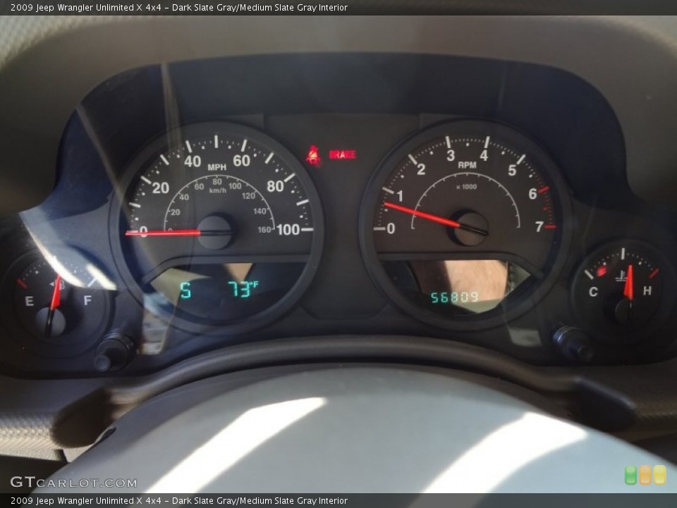 Dark Slate Gray/Medium Slate Gray Interior Gauges for the 2009 Jeep Wrangler Unlimited X 4x4 #74561016