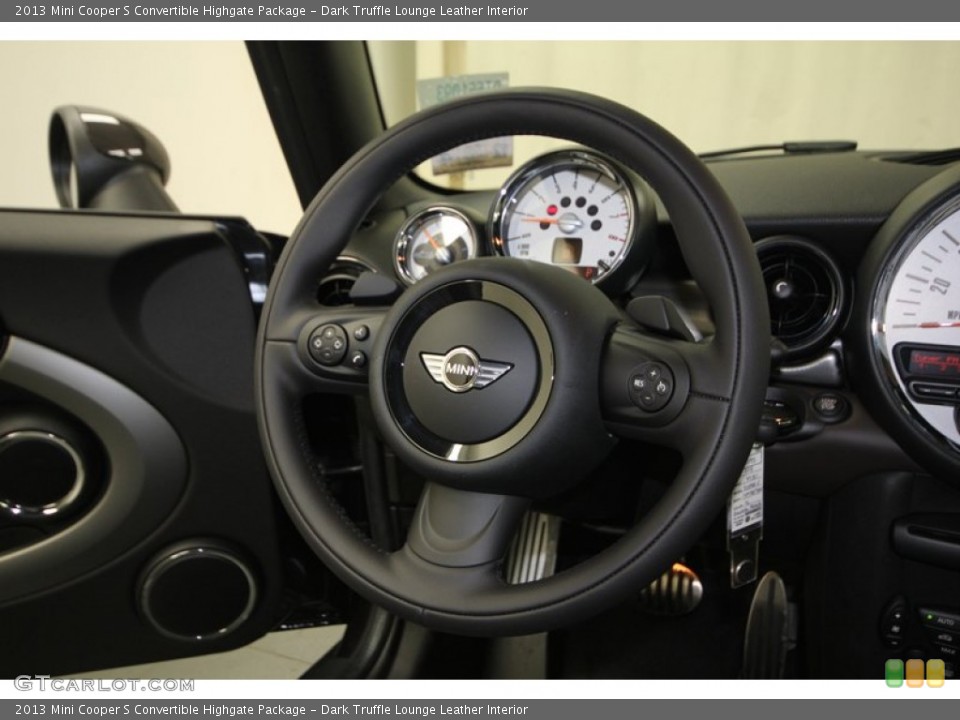 Dark Truffle Lounge Leather Interior Steering Wheel for the 2013 Mini Cooper S Convertible Highgate Package #74575353