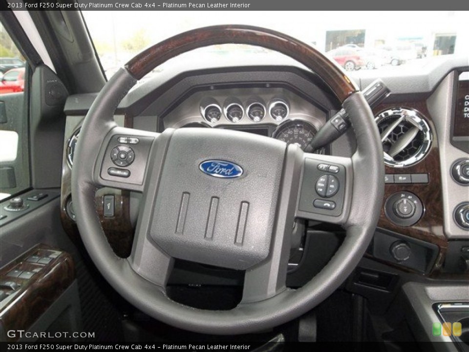 Platinum Pecan Leather Interior Steering Wheel for the 2013 Ford F250 Super Duty Platinum Crew Cab 4x4 #74576440