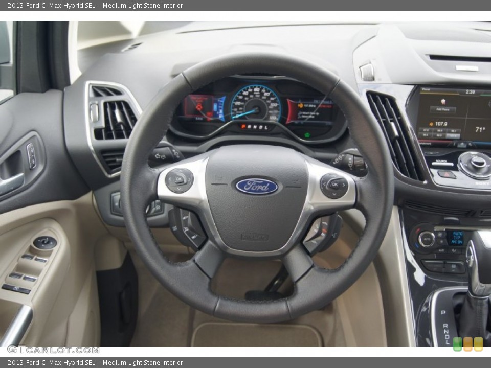 Medium Light Stone Interior Steering Wheel for the 2013 Ford C-Max Hybrid SEL #74582402