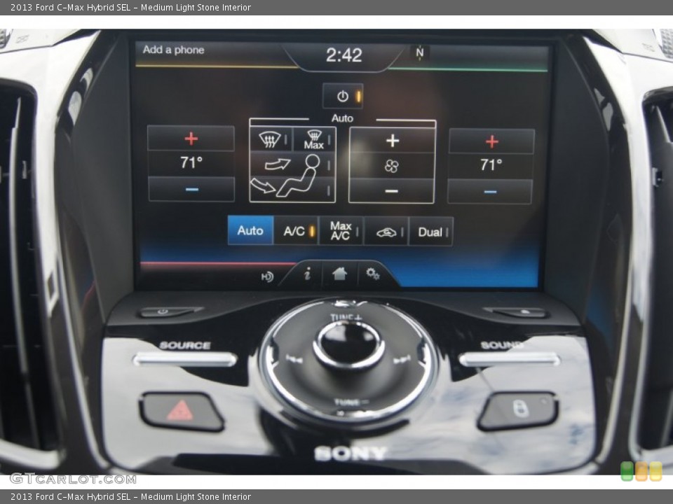 Medium Light Stone Interior Controls for the 2013 Ford C-Max Hybrid SEL #74582701