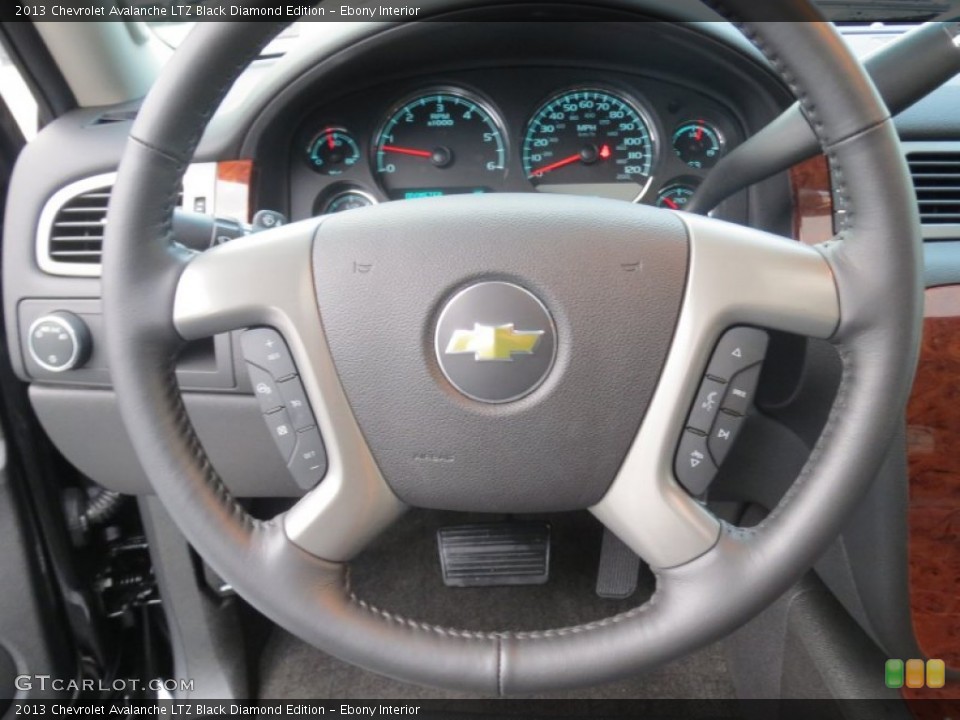 Ebony Interior Steering Wheel for the 2013 Chevrolet Avalanche LTZ Black Diamond Edition #74583242